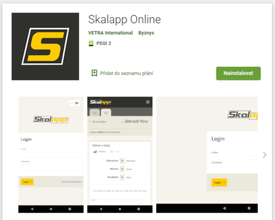 Skalapp Online v mobilním telefonu